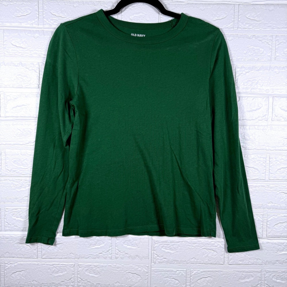 Old Navy Everywear Long Sleeve T-Shirt Womens XS Green Crew Neck Solid Cotton